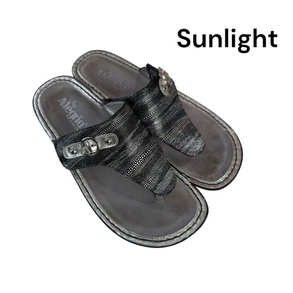 Alegria Shoes - ALEGRIA Vanessa Gray-Silver Metallic EU 38 Womens Sandals VAN-496 Comfort Sandal